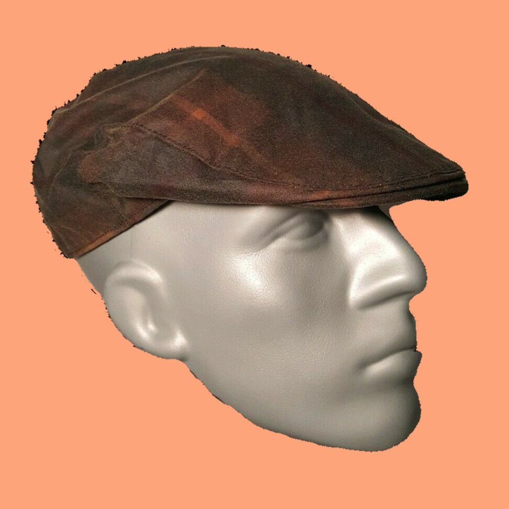 Tartan Waterproof Waxed Cap HS183 in 'Hunter Brown' - CHOOSE SIZE